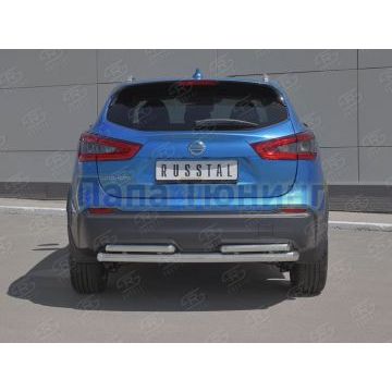 Защита заднего бампера d57 дуга-d42 дуга РусСталь для Nissan Qashqai 2019-