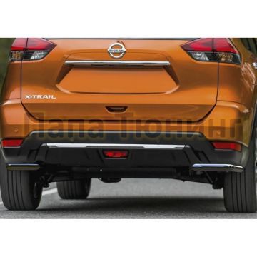 Защита заднего бампера d42 уголки Rival для Nissan X-Trail T32 2018-