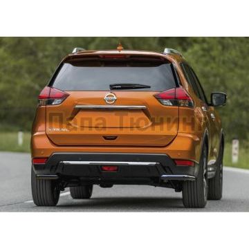 Защита заднего бампера d42 уголки Rival для Nissan X-Trail T32 2018-