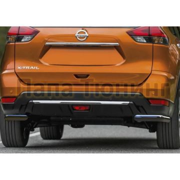 Защита заднего бампера d57 уголки Rival для Nissan X-Trail T32 2018-