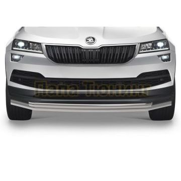 Защита переднего бампера d57+d42 Rival для Skoda Karoq 2020-