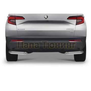Защита заднего бампера d57 уголки Rival для Skoda Karoq 2020-
