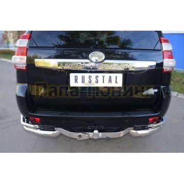 Защита задняя двойные уголки длинные d76-d42 РусСталь для Toyota Land Cruiser 150 2009-2013
