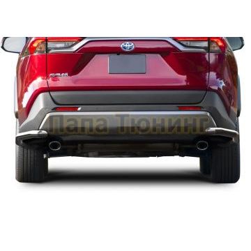 Защита заднего бампера d57 уголки Rival для Toyota RAV4 2019-