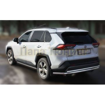 Защита задняя большая двойная D60,3/42,4 ALFeko для Toyota RAV4 2019-