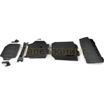 Комплект защит радиатор + картер + КПП + РК сталь 2 мм RIVAL для Mercedes-Benz G-class, V - 2.9 (249 л.с.); 4.0(421 л.с.); 4.0(585 л.с.); (4 части) 2018-