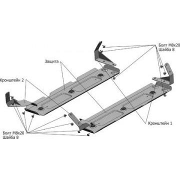Защита топливного бака сталь 2 мм АвтоБРОНЯ для UAZ Hunter, V - 2.7; полный привод 2009-