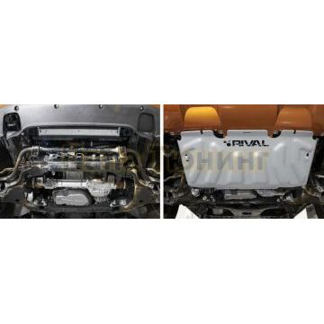Защита радиатора алюминий 6 мм RIVAL для Nissan Navara, V - 2.5d; 3.0d 2005-2015 /Nissan Pathfinder, V - 2.5d; 3.0d; 4.0 2005-2015/Mercedes-Benz X-Class, V - 2.3TD; 3.0D; полный привод 2018-