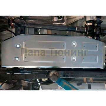 Защита топливного бака алюминий 6 мм RIVAL для Toyota Hilux, V - 2.4d; 2.8d; полный привод 2015-2020/Toyota Hilux, V - 2.8d; полный привод 2020-
