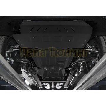 Комплект защит радиатор + картер + КПП + РК алюминий 4 мм RIVAL для Mercedes-Benz G-class, V - 2.9 (249 л.с.); 4.0(421 л.с.); 4.0(585 л.с.); Черный (4 части) 2018-