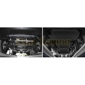 Комплект защит радиатор + картер + КПП + РК алюминий 4 мм RIVAL для Mercedes-Benz G-class, V - 2.9 (249 л.с.); 4.0(421 л.с.); 4.0(585 л.с.); Черный (4 части) 2018-