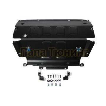 Защита картера алюминий 4 мм RIVAL для Porsche Cayenne, V - 2.9T (440 л.с.); 3.0 (340 л.с.); 4.0T (550 л.с.); Черный 2018-