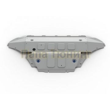 Защита радиатора + картера алюминий 4 мм RIVAL для Volkswagen Touareg, V - 3.0TDI (249 л.с.); 2.0TSI (249 л.с.); 3.0TSI (340 л.с.); включая пакеты "Движение по бездорожью", "Подвеска Pro" 2018-