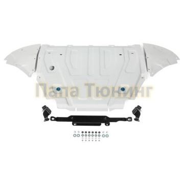 Защита радиатора + картера алюминий 4 мм RIVAL для Volkswagen Touareg, V - 3.0TDI (249 л.с.); 2.0TSI (249 л.с.); 3.0TSI (340 л.с.); включая пакеты "Движение по бездорожью", "Подвеска Pro" 2018-