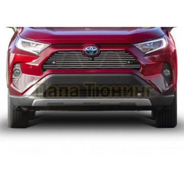 Решетка радиатора верхняя d10  (для автомобиля с парктрониками) Rival для Toyota Rav 4 2019-