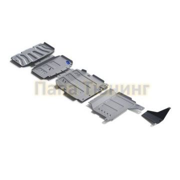 Комплект защит радиатор + картер + КПП + РК алюминий 4 мм RIVAL для Mercedes-Benz X-Class, V - 3.0D; полный привод 2018-