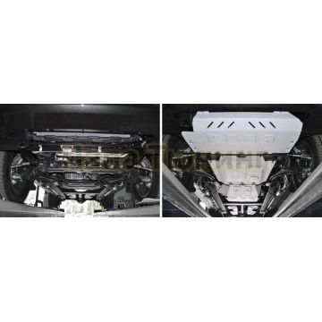 Комплект защит радиатор + картер + КПП + РК алюминий 4 мм RIVAL для Mercedes-Benz G-class, V - 2.9 (249 л.с.); 4.0 (421 л.с.); 4.0 (585 л.с.); Серый (4 части) 2018-