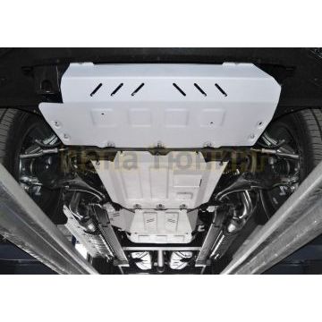 Комплект защит радиатор + картер + КПП + РК алюминий 4 мм RIVAL для Mercedes-Benz G-class, V - 2.9 (249 л.с.); 4.0(421 л.с.); 4.0(585 л.с.); Серый (4 части) 2018-