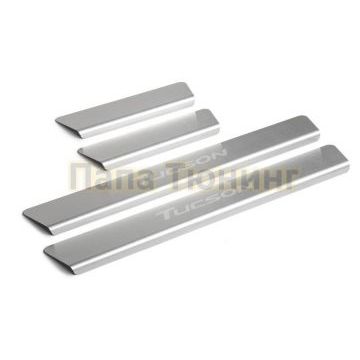 Накладки порогов  (4 шт.) Rival для Hyundai Tucson, III рестайлинг 2018-2021