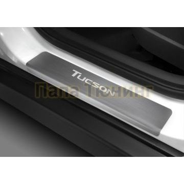 Накладки порогов  (4 шт.) Rival для Hyundai Tucson, III рестайлинг 2018-2021