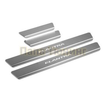 Накладки порогов  (4 шт.) Rival для Hyundai Elantra 2018-