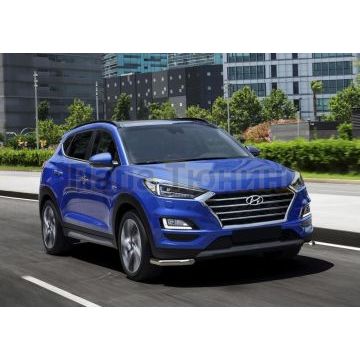 Защита переднего бампера d42 уголки Rival для Hyundai Tucson 2015-2018-