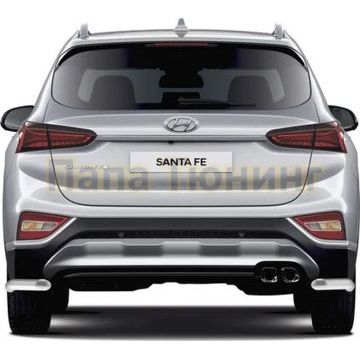 Защита заднего бампера d57 уголки Rival для Hyundai Santafe 2018-