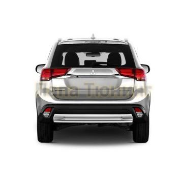 Защита заднего бампера d57+d42 Rival для Mitsubishi Outlander 2018-