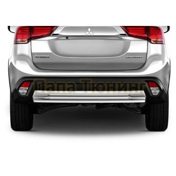 Защита заднего бампера d57+d42 Rival для Mitsubishi Outlander 2018-