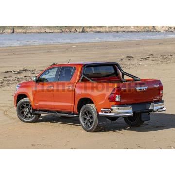 Защита заднего бампера d76+d57 уголки Rival для Toyota Hilux Exclusive 2018-