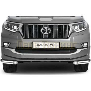 Защита переднего бампера d57 уголки Rival для Toyota Land Cruiser 150 Prado Style 2019-