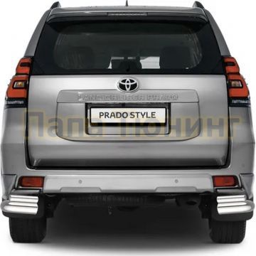 Защита заднего бампера d76+d42 уголки Rival для Toyota Land Cruiser 150 Prado Style 2019-