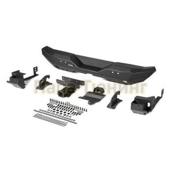 Бампер силовой задний короткий AL (черный)  (без номерной рамки) Rival для Jeep Wrangler JL, все комплектации 2017-