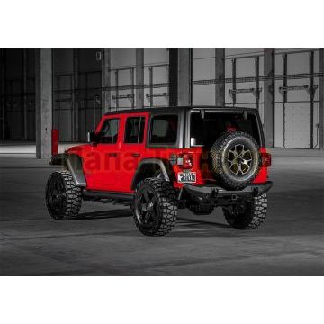 Бампер силовой задний короткий AL (черный)  (без номерной рамки) Rival для Jeep Wrangler JL, все комплектации 2017-