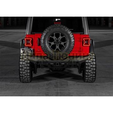 Бампер силовой задний короткий AL (черный)  (без номерной рамки) Rival для Jeep Wrangler JL, все комплектации 2017-