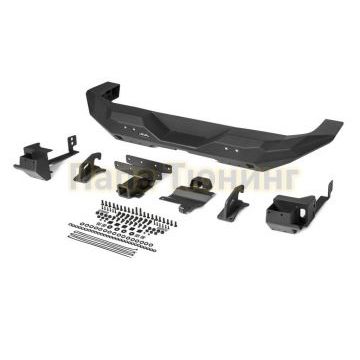 Бампер силовой задний длинный AL (черный) (без номерной рамки) Rival для Jeep Wrangler JL, все комплектации 2017-