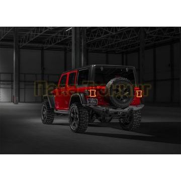 Бампер силовой задний длинный AL (черный) (без номерной рамки) Rival для Jeep Wrangler JL, все комплектации 2017-