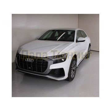 Пороги алюминиевые с пластиковой накладкой (карбон серые) 2020 мм ТСС для Audi Q8 2019-