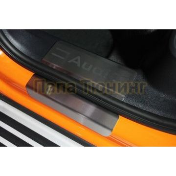 Накладки на пластиковые пороги (лист шлифованный надпись Audi) 4шт ТСС для Audi Q3 2019-