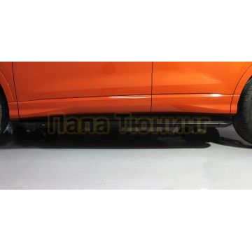 Пороги алюминиевые "Slim Line Black" 1780 мм ТСС для Audi Q3 2019-