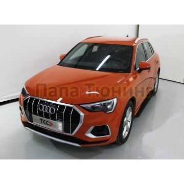 Пороги алюминиевые "Slim Line Black" 1780 мм ТСС для Audi Q3 2019-