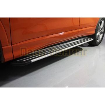 Пороги алюминиевые "Slim Line Silver" 1780 мм ТСС для Audi Q3 2019-