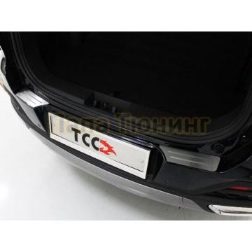 Накладки на задний бампер (лист шлифованный с полосой) 2шт ТСС для Chery Tiggo 8 2020- Накладки на задний бампер (лист шлифованный с полосой) 2шт ТСС для Chery Tiggo 8 2020-