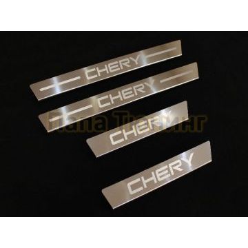 Накладки на пороги (лист зеркальный надпись Chery) 4шт ТСС для Chery Tiggo 8 2020-
