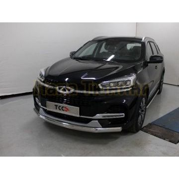 Защита передняя нижняя (овальная) 75х42 мм ТСС для Chery Tiggo 8 2020-