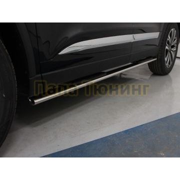 Пороги овальные с накладкой 75х42 мм ТСС для Chery Tiggo 8 2020- Пороги овальные с накладкой 75х42 мм ТСС для Chery Tiggo 8 2020-