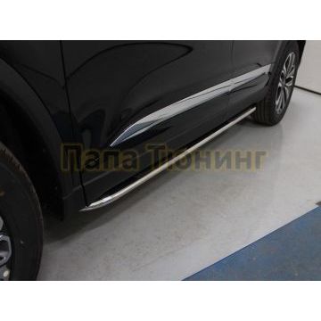 Пороги овальные гнутые с накладкой 75х42 мм ТСС для Chery Tiggo 8 2020- Пороги овальные гнутые с накладкой 75х42 мм ТСС для Chery Tiggo 8 2020-