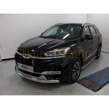 Пороги с площадкой 42,4 мм ТСС для Chery Tiggo 8 2020-