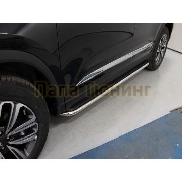 Пороги с площадкой (нерж. лист) 42,4 мм ТСС для Chery Tiggo 8 2020- Пороги с площадкой (нерж. лист) 42,4 мм ТСС для Chery Tiggo 8 2020-