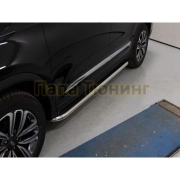 Пороги с площадкой (нерж. лист) 60,3 мм ТСС для Chery Tiggo 8 2020- Пороги с площадкой (нерж. лист) 60,3 мм ТСС для Chery Tiggo 8 2020-